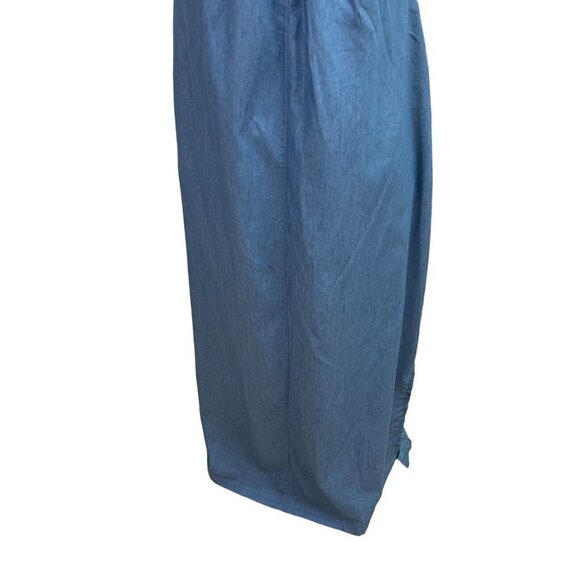 Unbranded Women's M Medium Chambray Maxi Dress Side Slits Lightweight Blue - Picture 3 of 6